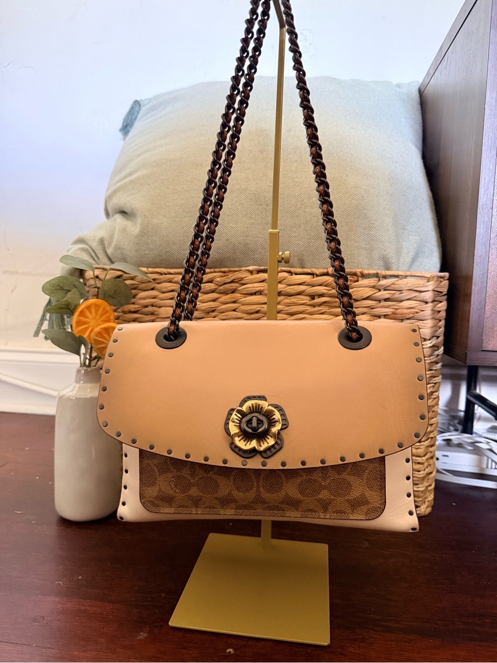 RARE Coach Parker TEA ROSE Chain Shoulder/Crossbody Bag